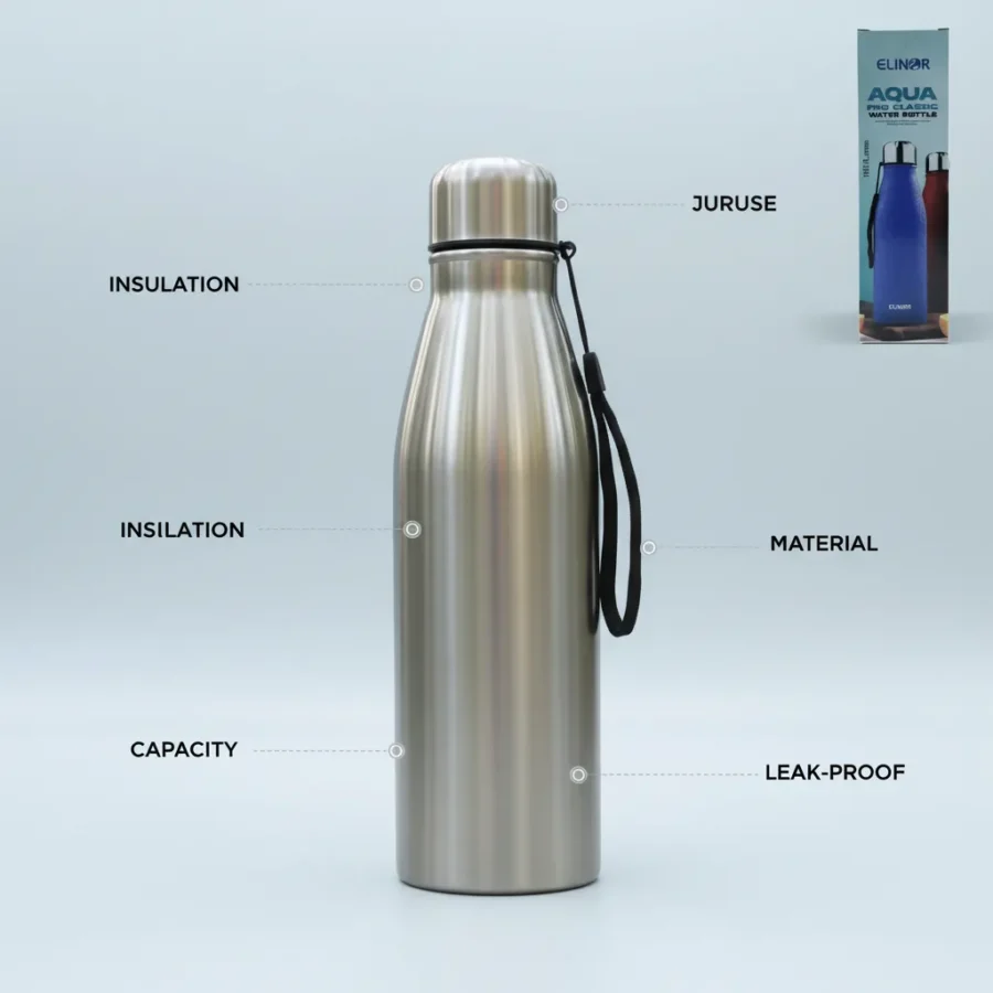 1000ml SS Water Bottle with Carry Strap – Leakproof